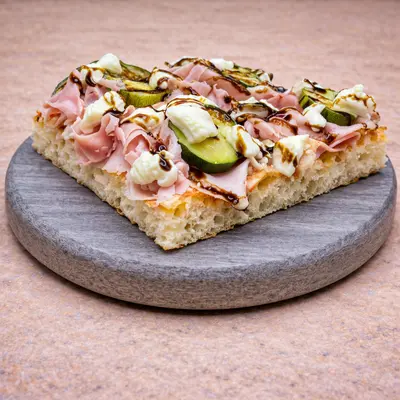 Porchetta, Stracchino, Zucchine e Aceto Balsamico